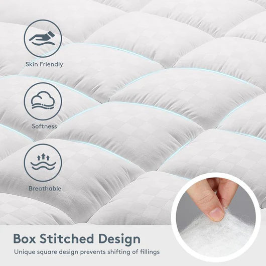 Premium Quilted 1000GSM Luxury Extra Thick Mattress Topper - Breathable & Fluffy Soft