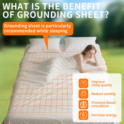 10% Silver Fiber Grounding Sheet Flat Bedsheet with Grounding Cord Organic Cotton Health Sheet Natural Wellness Release Stress